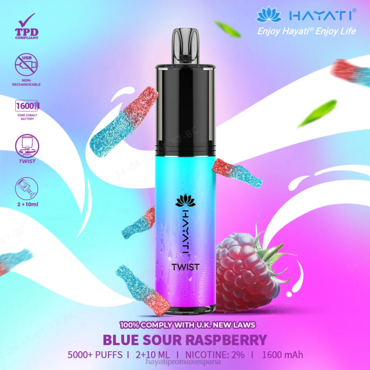Hayati Twist desechable FTTT65 frambuesa agria azul - Hayati Disposable Vape Review