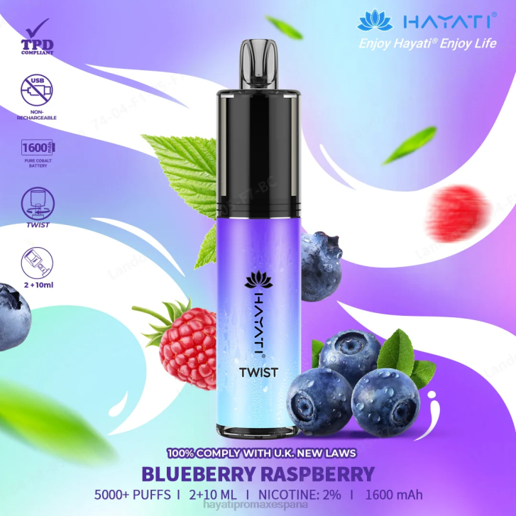 Hayati Twist desechable FTTT66 frambuesa arándano - Hayati Pro Max España