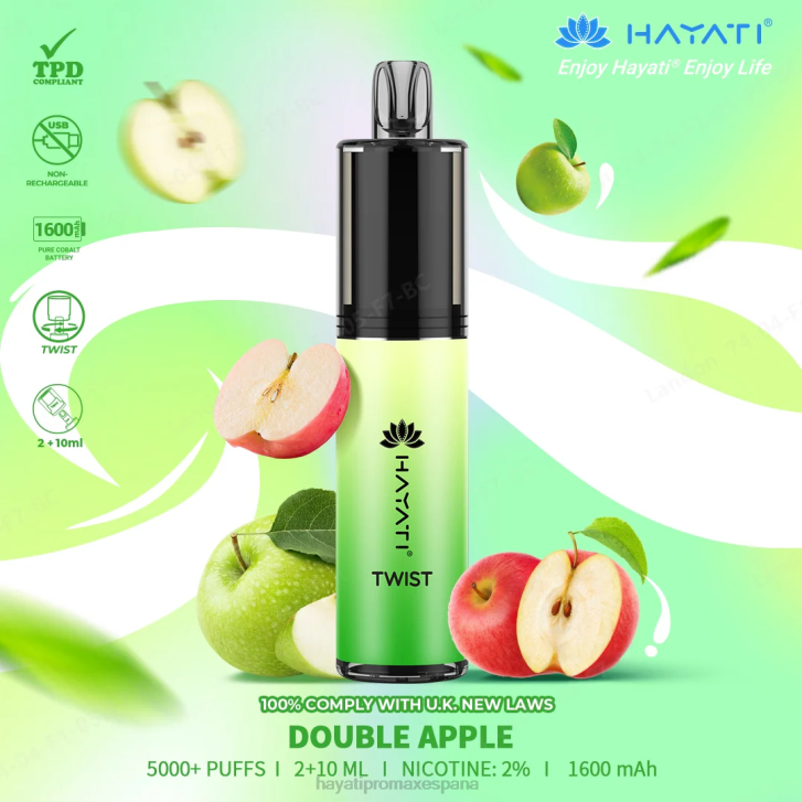 Hayati Twist desechable FTTT68 manzana doble - Hayati Vape España
