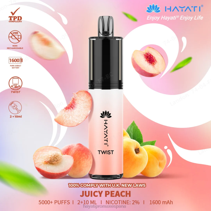 Hayati Twist desechable FTTT72 Durazno jugoso - Hayati Vape Review