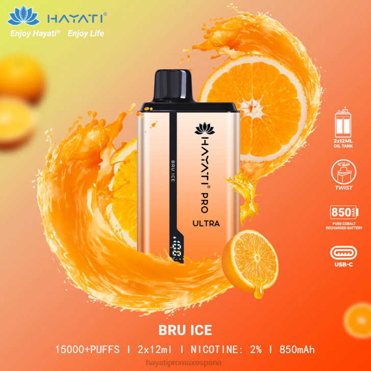Hayati Pro Ultra desechables 15000 inhalaciones FTTT198 bru hielo - Hayati Vape España