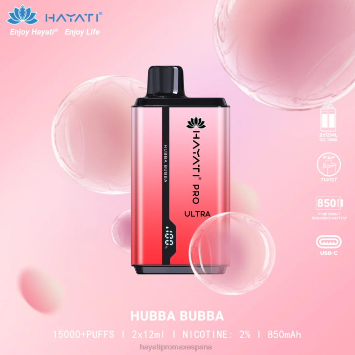 Hayati Pro Ultra desechables 15000 inhalaciones FTTT201 hubba bubba - Hayati Precio
