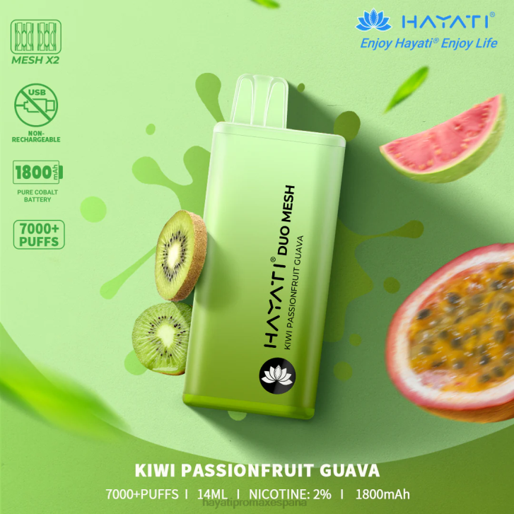 Hayati Duo Mesh desechable FTTT173 kiwi maracuyá guayaba - Hayati Flavours España