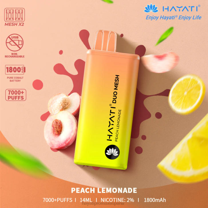 Hayati Duo Mesh desechable FTTT175 limonada de durazno - Hayati Disposable Vape Review