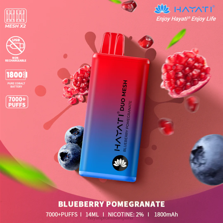 Hayati Duo Mesh desechable FTTT186 granada de arándanos - Hayati Pro Max España