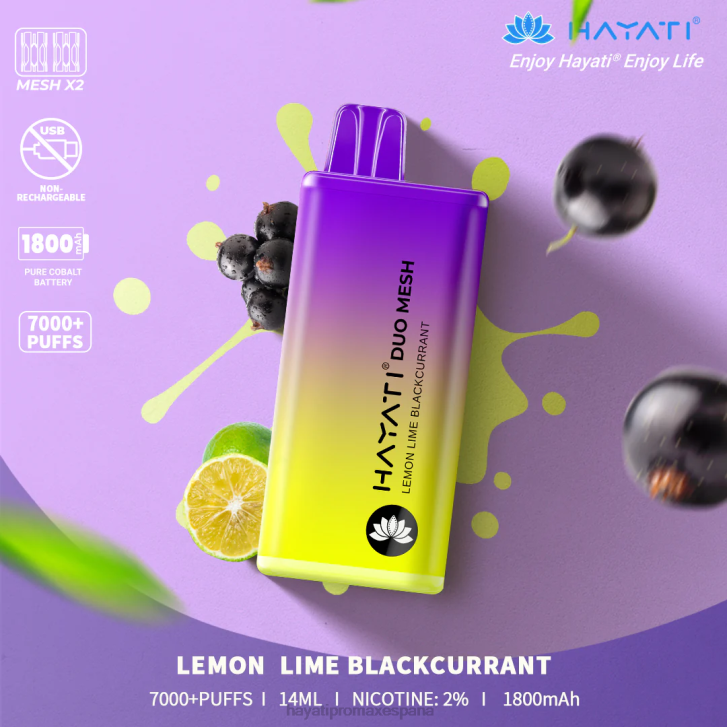 Hayati Duo Mesh desechable FTTT187 lima limón grosella negra - Hayati Madrid