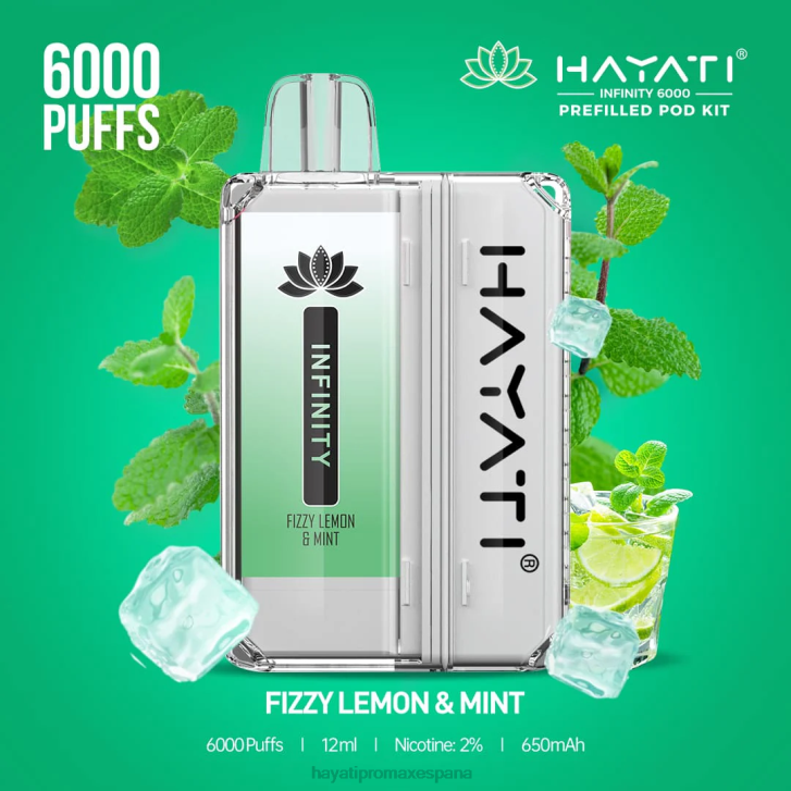 Hayati Infinity 6000 kits de cápsulas FTTT147 limón y menta gaseosos - Hayati Madrid