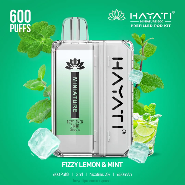 Hayati Miniature kits de 600 cápsulas FTTT33 limón y menta gaseosos - Hayati Flavours España