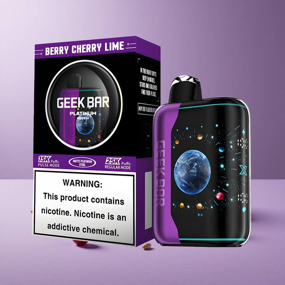 GEEK BAR Platinum Edition 25000 Puff Baya Cereza Lima Pantalla Dinámica 3D Curva