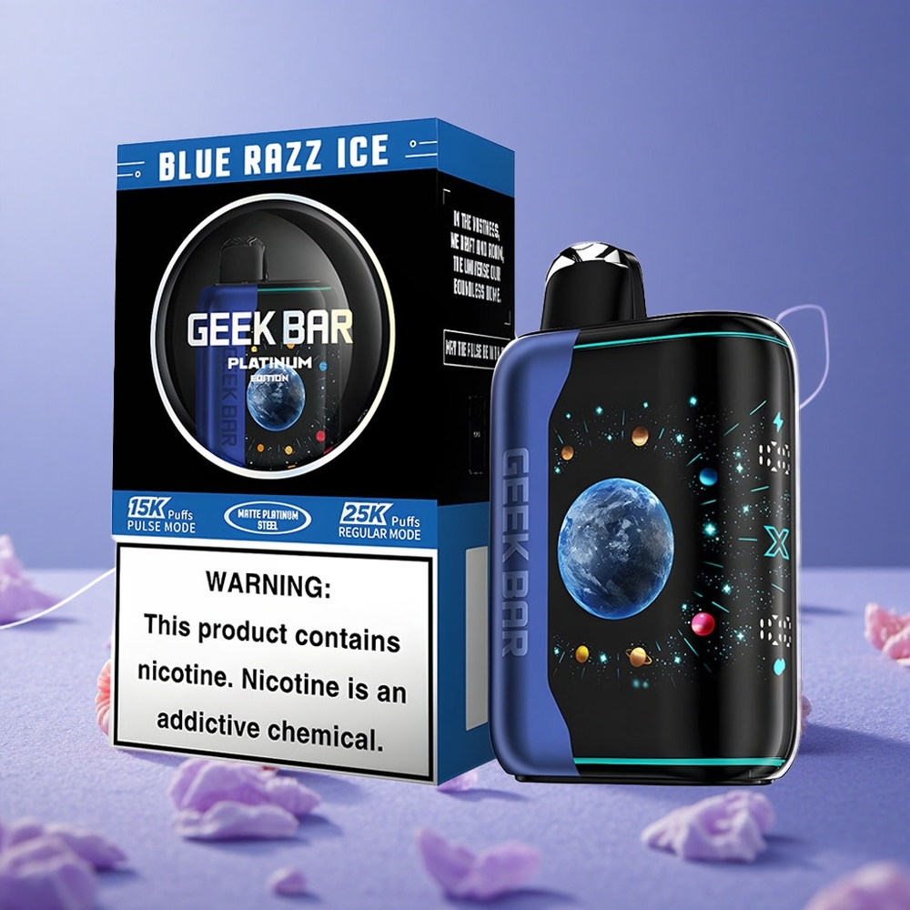 GEEK BAR Platinum Edition 25000 Puffs Blue Frambuesa Azul Hielo Pantalla Dinámica 3D Curva