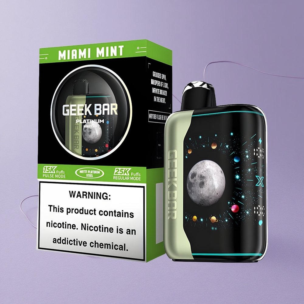 GEEK BAR Platinum Edition 25000 Puffs Menta Miami Pantalla Curva 3D Dinámica