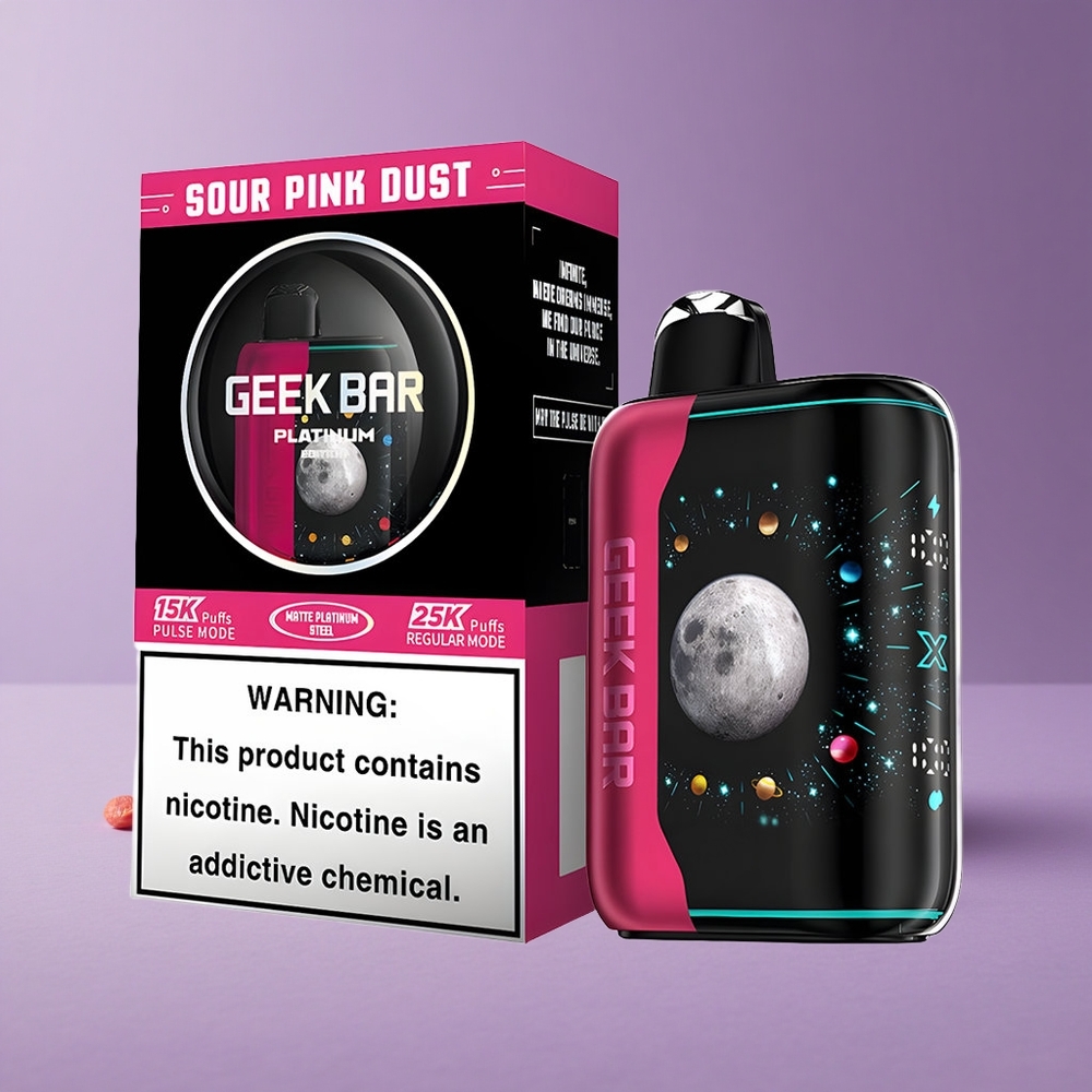 GEEK BAR Platinum Edition 25000 Puffs Polvo Rosa Ácido Pantalla Curva 3D Dinámica
