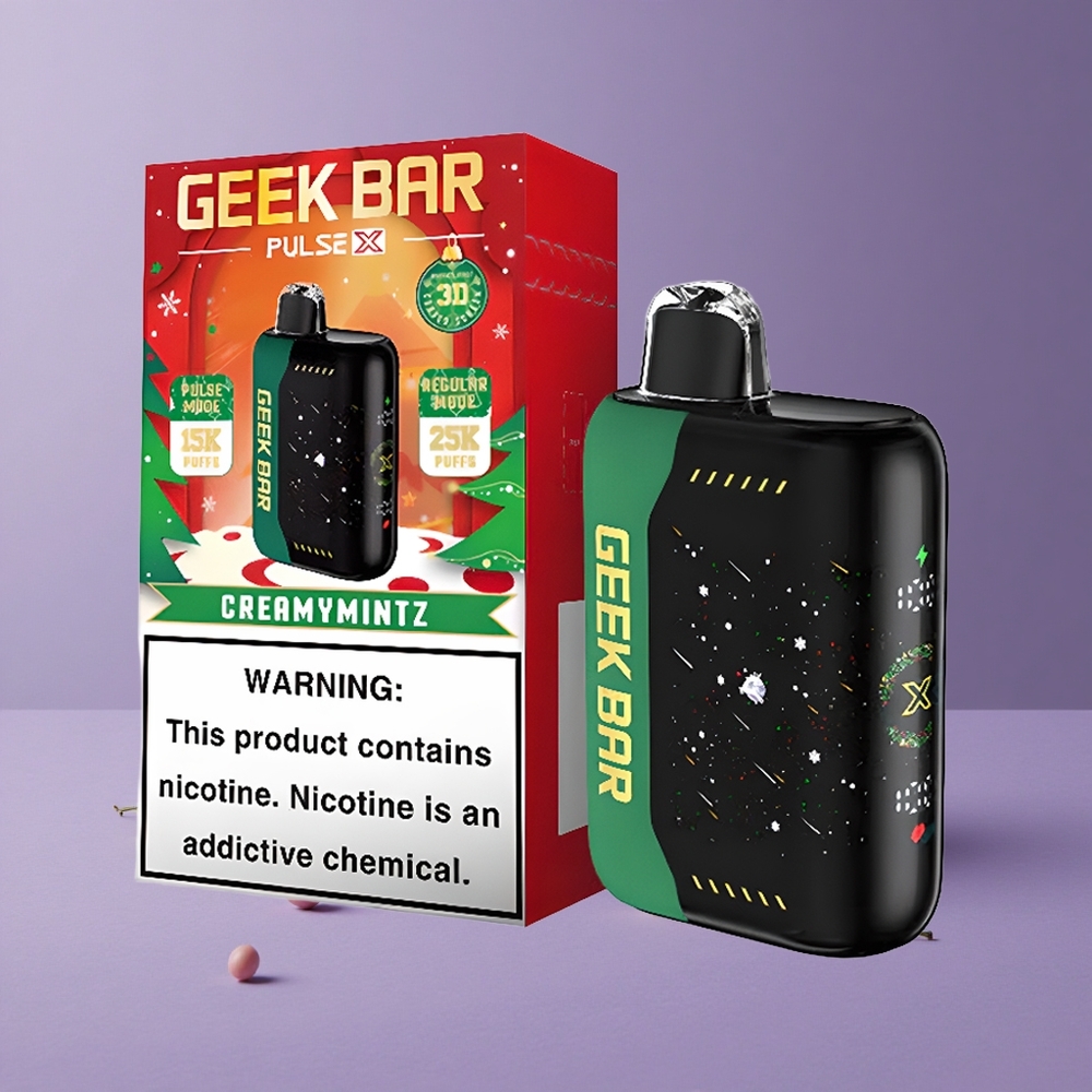 Geek Bar Pulse X 25000 Puffs Navidad con 18mL de E-Líquido y Pantalla Indicadora Curva 3D