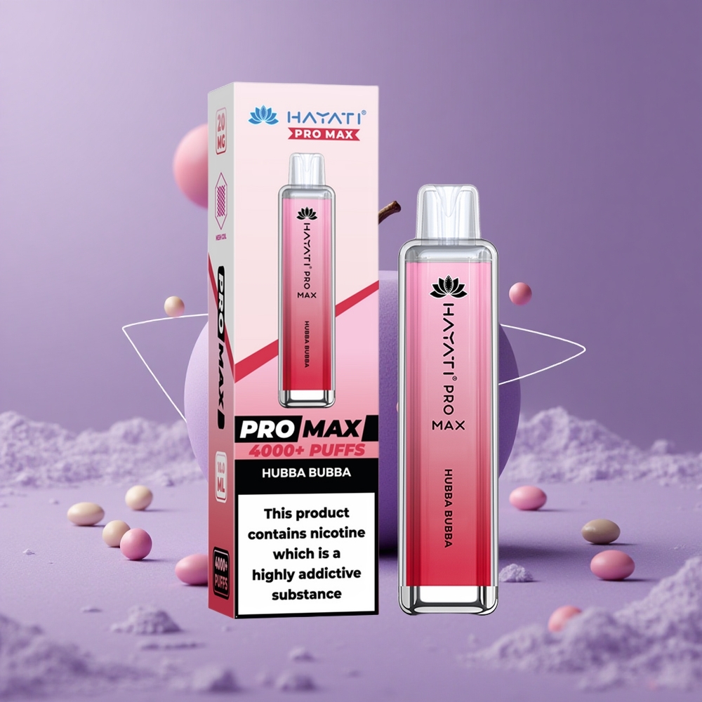 Hayati Pro Max 4000 Puffs Bubblegum Rechargeable Cristal Dual Bobina Malla