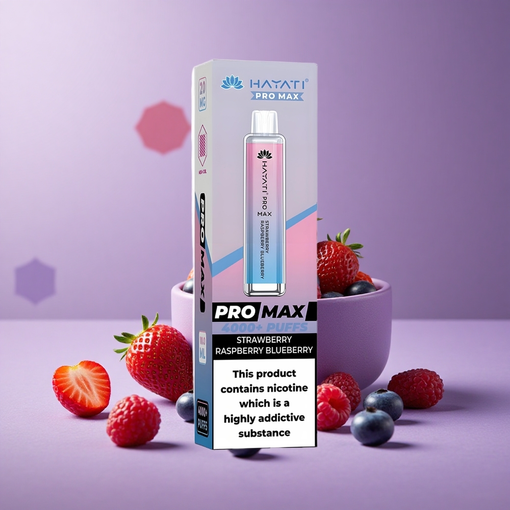 Hayati Pro Max 4000 Puffs Fresa Frambuesa Arándano Batería Recargable 1400mAh