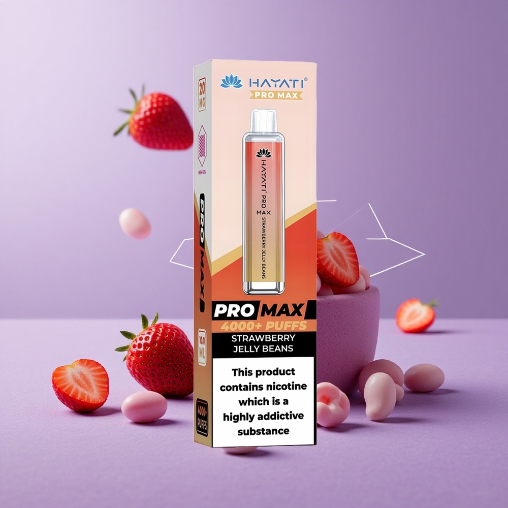 Hayati Pro Max 4000 Puffs Fresa Jalea Cristal Batería Recargable