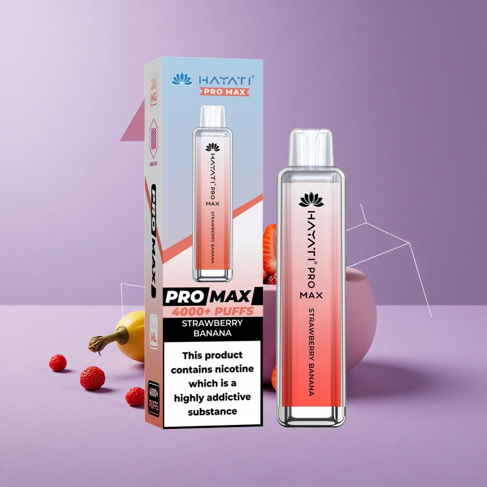 Hayati Pro Max 4000 Puffs Fresa Plátano Batería Recargable LED