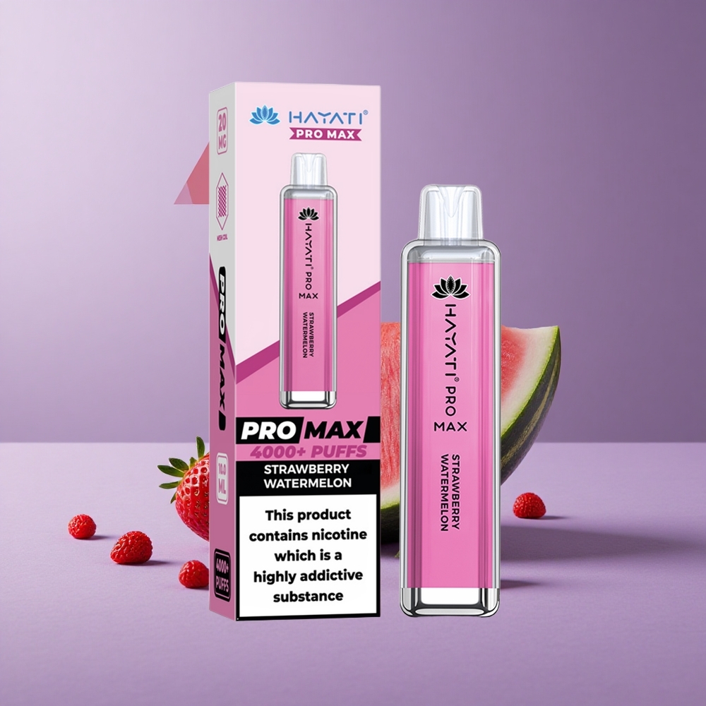 Hayati Pro Max 4000 Puffs Fresa Sandía Recargable con Batería de 1400mAh