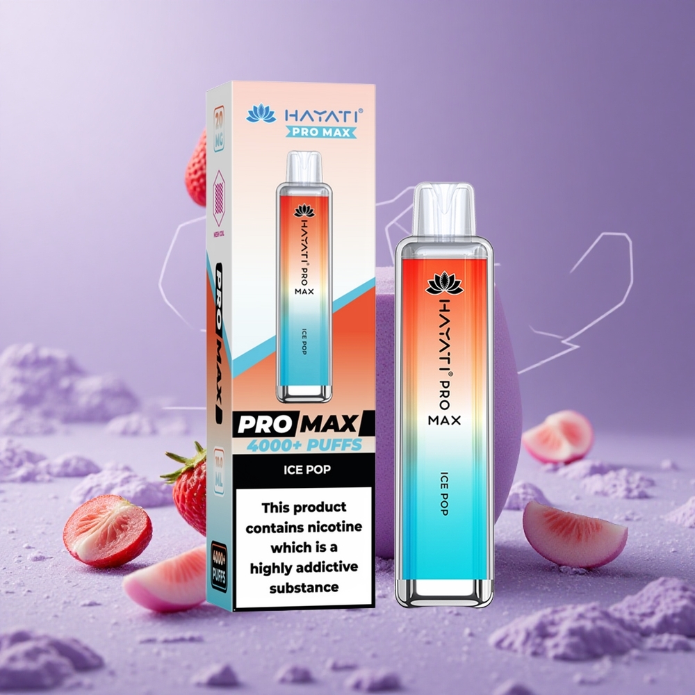 Hayati Pro Max 4000 Puffs Sabor Helado Cristal Batería 1400mAh Recargable