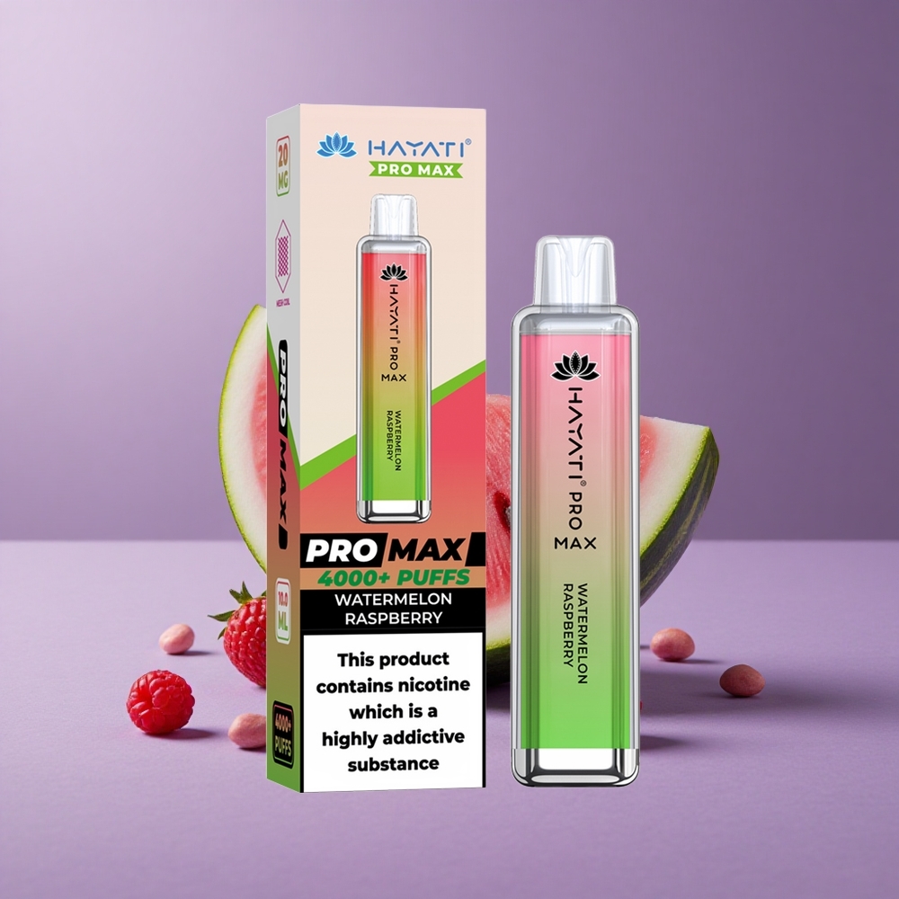 Hayati Pro Max 4000 Puffs Sandía Frambuesa Batería 1400mAh Recargable