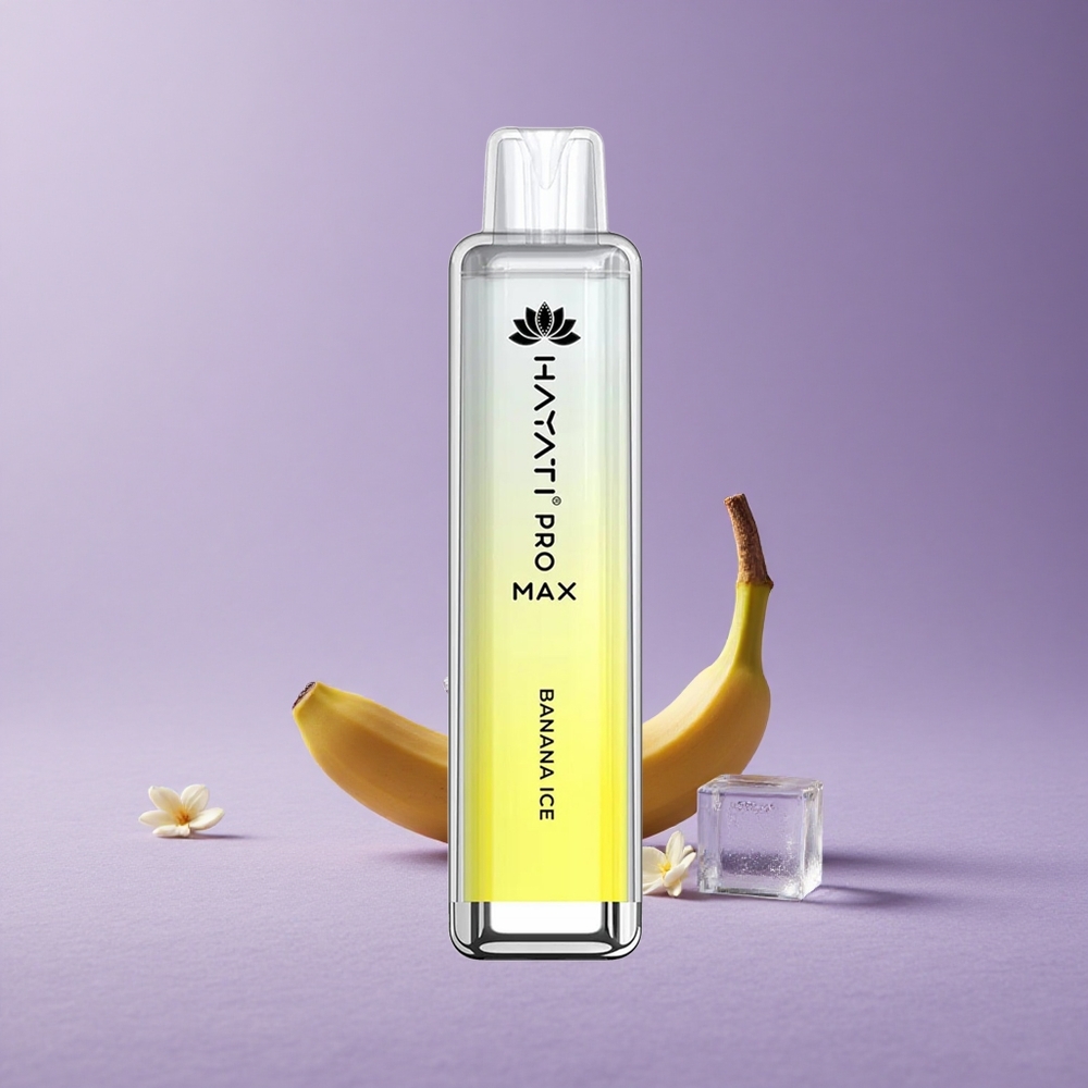 Hayati Pro Max 4000 Puffs Vape Desechable Banana Ice con Batería Recargable y LED en la Base