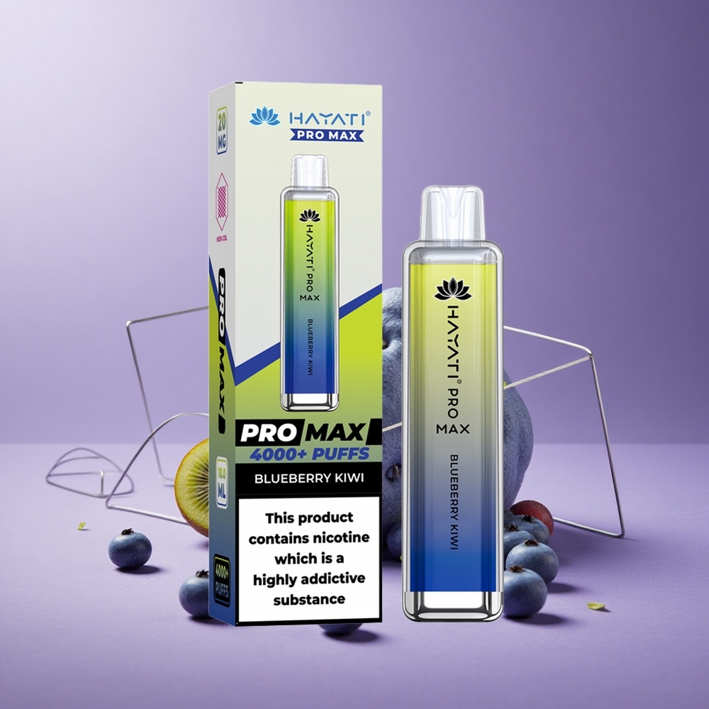 Hayati Pro Max 4000 Puffs Vape Desechable Batería Recargable 1400mAh Arándano Kiwi