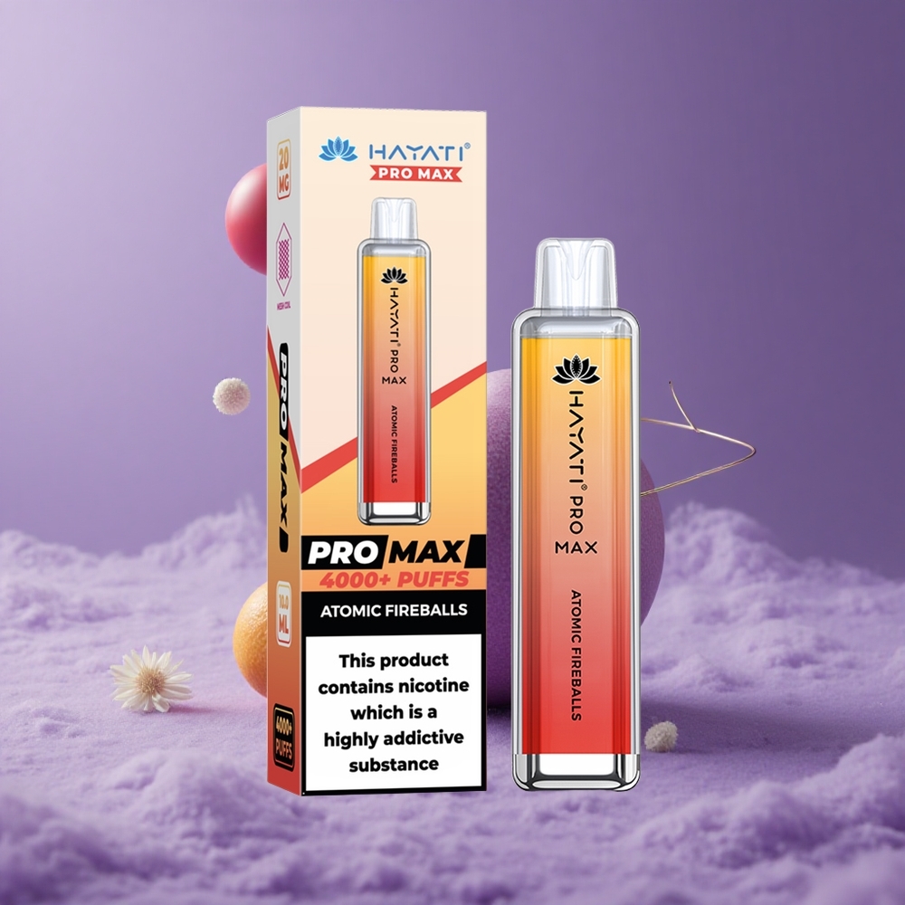 Hayati Pro Max 4000 Puffs Vape Desechable Batería Recargable 1400mAh Bolas de Fuego Atómicas