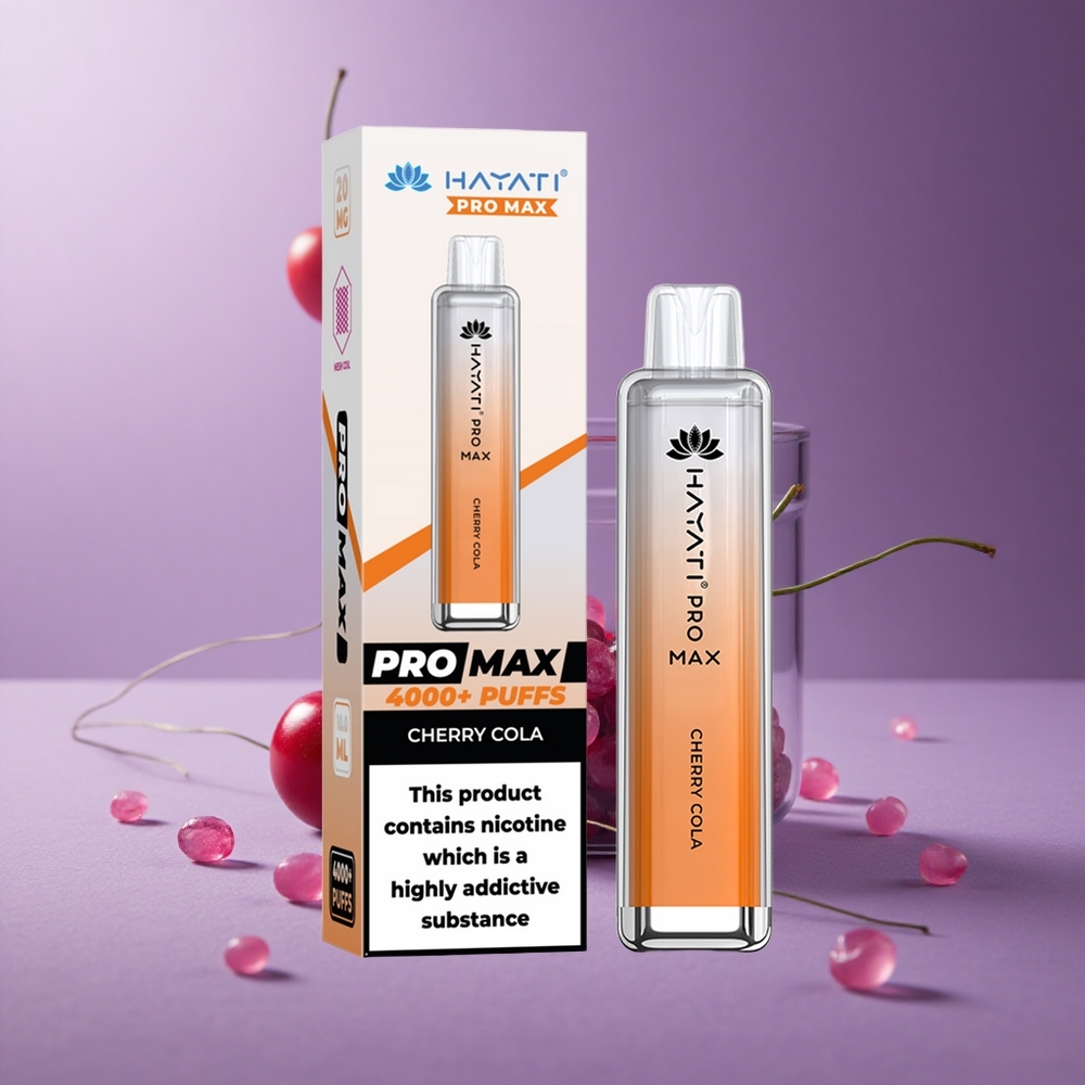 Hayati Pro Max 4000 Puffs Vape Desechable Batería Recargable 1400mAh Cereza Cola