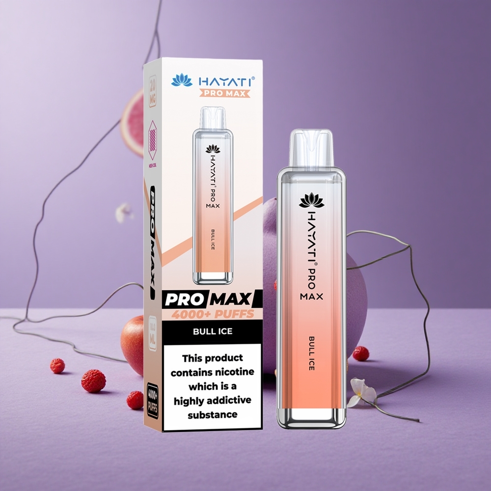 Hayati Pro Max 4000 Puffs Vape Desechable Batería Recargable 1400mAh Hielo Cristal