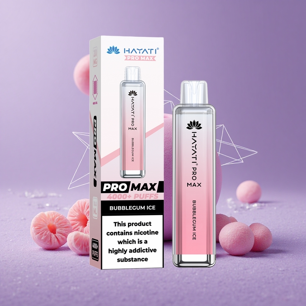Hayati Pro Max 4000 Puffs Vape Desechable Batería Recargable 1400mAh Hielo de Chicle