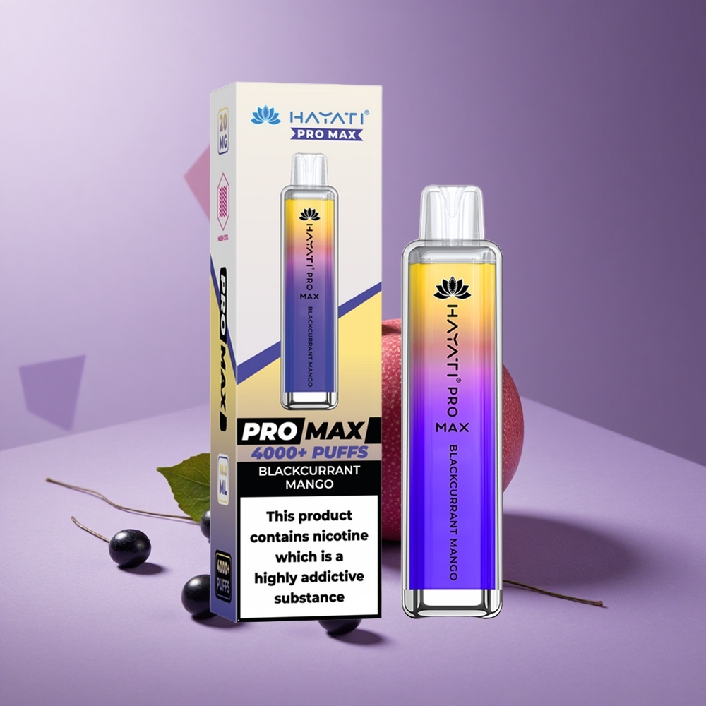 Hayati Pro Max 4000 Puffs Vape Desechable Batería Recargable 1400mAh Mango Grosella Negra