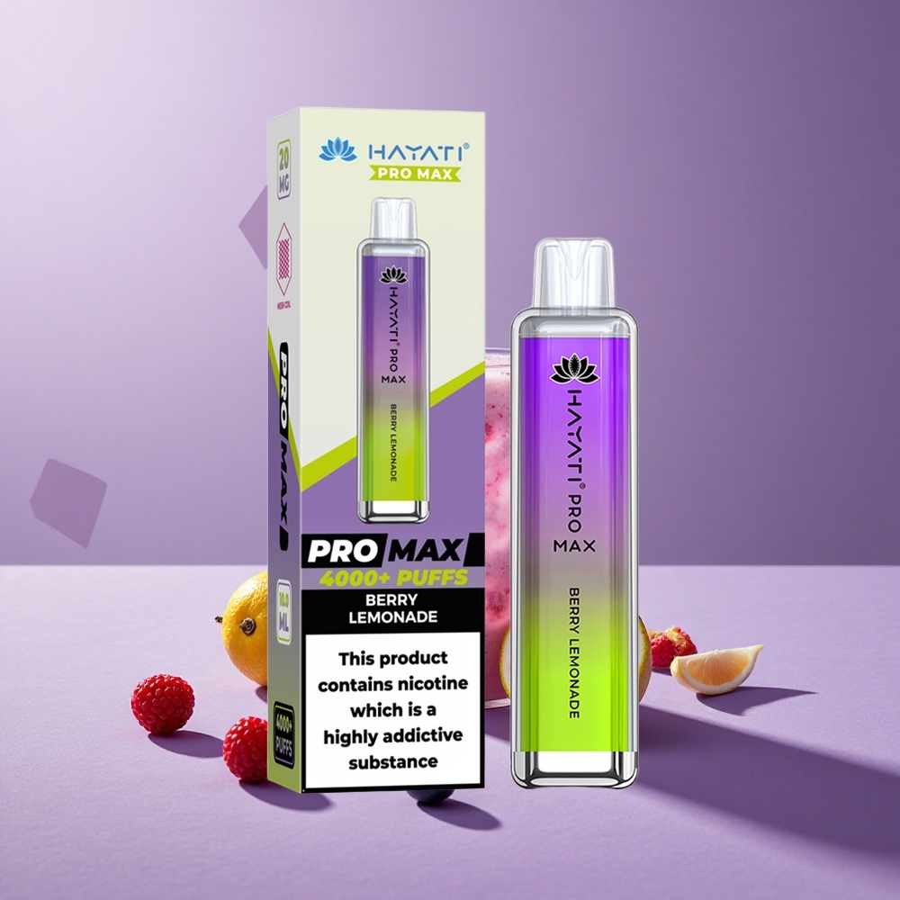 Hayati Pro Max 4000 Puffs Vape Desechable Baya Limonada con Batería Recargable y LED Inferior