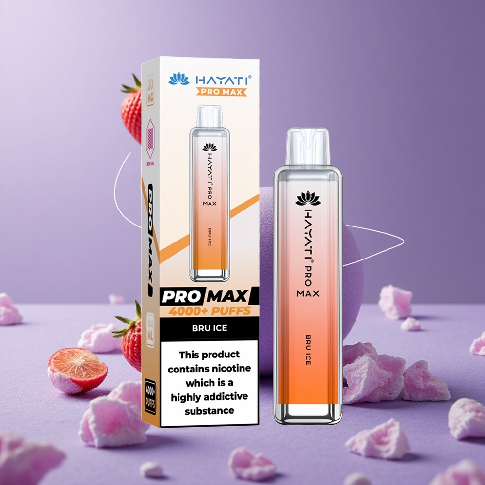 Hayati Pro Max 4000 Puffs Vape Desechable Bru Hielo con Batería Recargable y LED