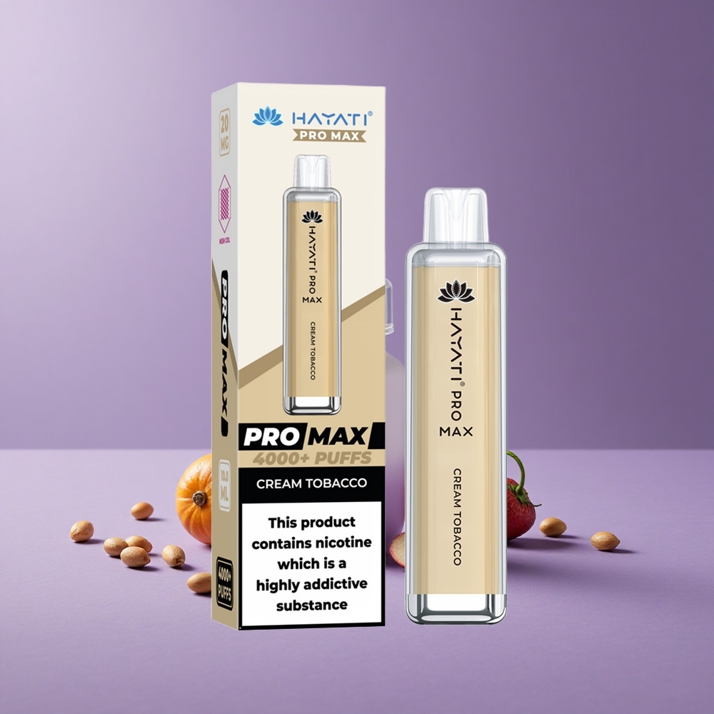 Hayati Pro Max 4000 Puffs Vape Desechable Crema Tabaco Batería Recargable 1400mAh