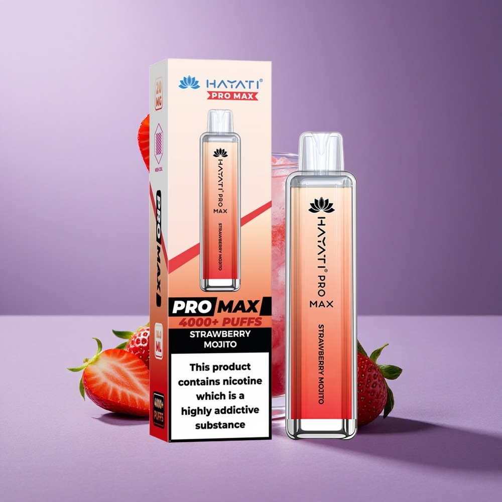 Hayati Pro Max 4000 Puffs Vape Desechable Fresa Mojito Batería Recargable 1400mAh