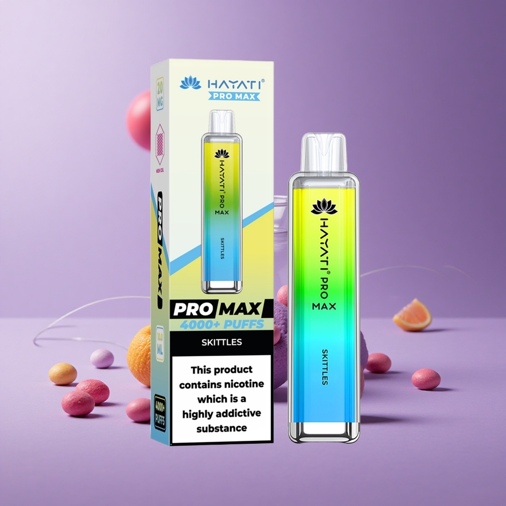 Hayati Pro Max 4000 Puffs Vape Desechable Skittles con Batería Recargable de 1400mAh y Resistencia Dual Mesh de 1.1 Ohm