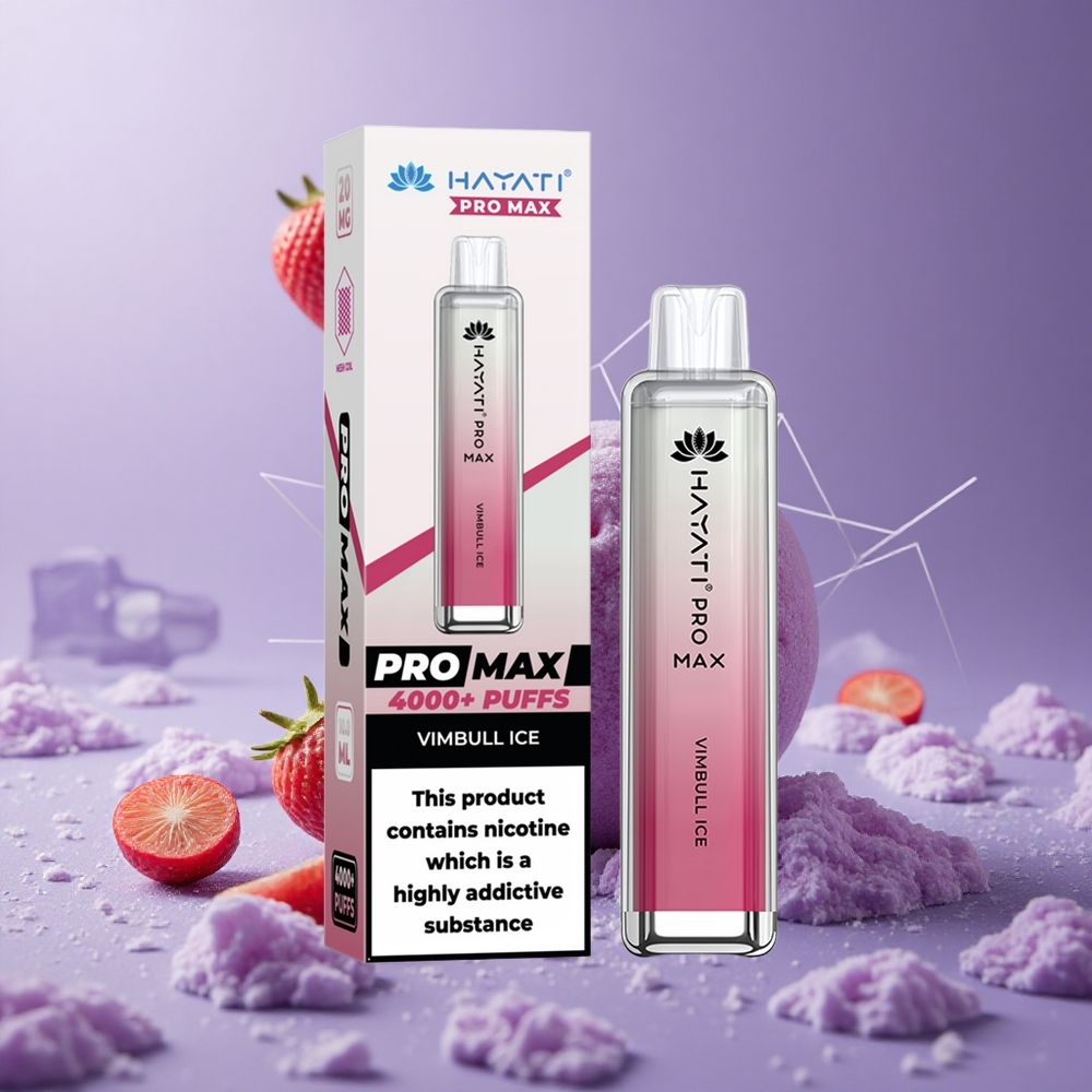 Hayati Pro Max 4000 Puffs Vimbull Hielo Batería Recargable 1400mAh Apariencia Cristal