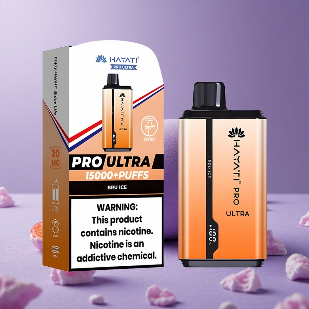 Hayati Pro Ultra 15000 Puffs Capacidad de E-Líquido: 2 12ml Bru Hielo