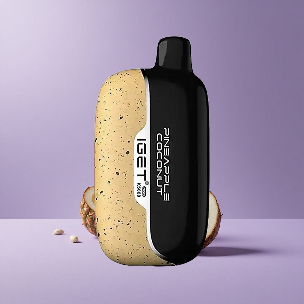 IGET Moon K5000 Puffs Vape Desechable Piña Coco Material PC Tamaño 49.5x25.3x99.4 mm