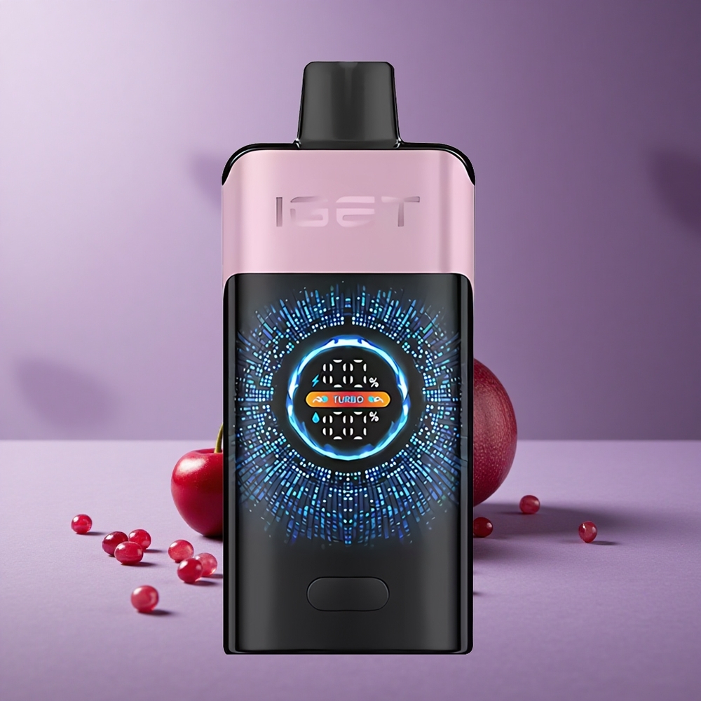 IGET ONE 12000 Puffs Vape Desechable Cereza Granada con Pantalla Curva Grande y Batería de 2700 mAh