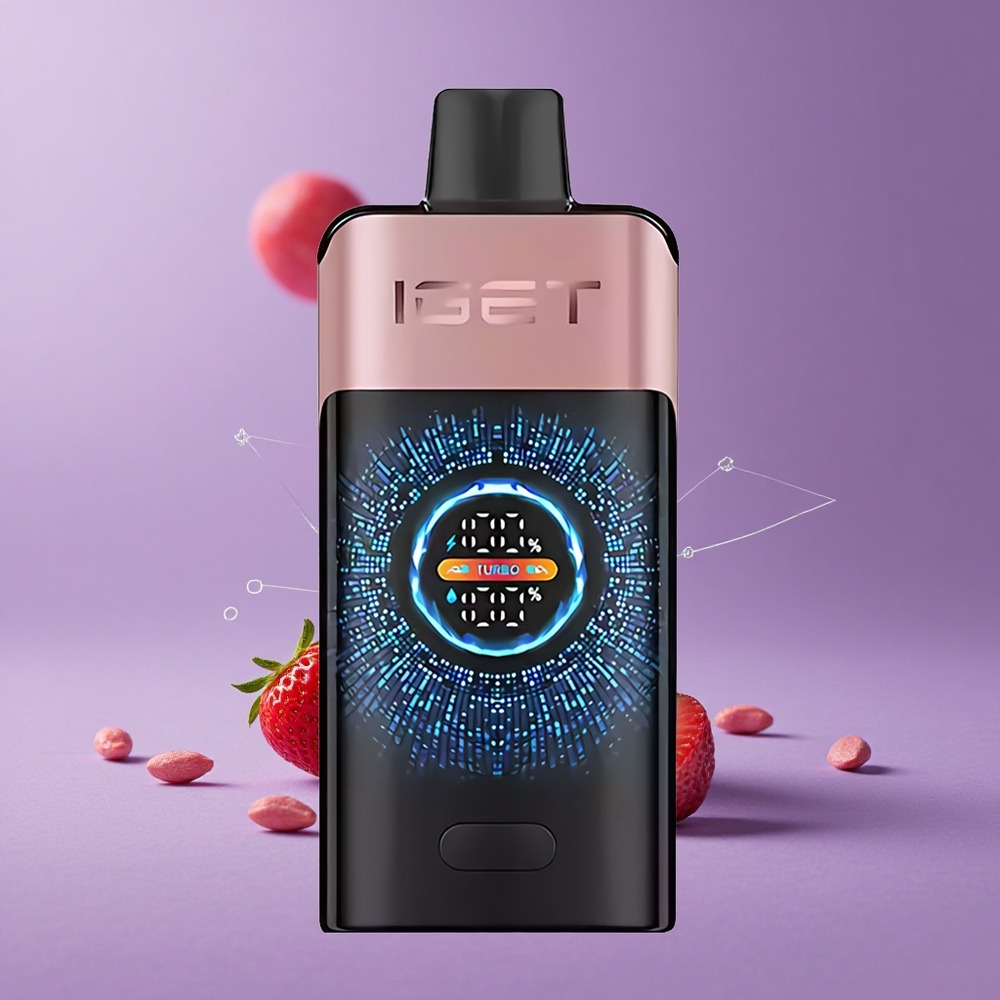 IGET ONE 12000 Puffs Vape Desechable Fresa Chupa Chups con Pantalla Curva Grande y Batería de 2700 mAh