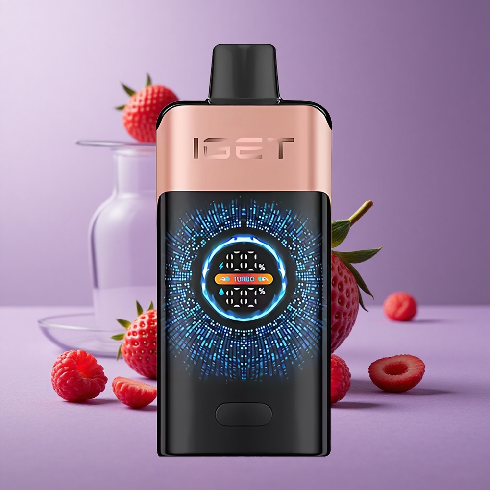 IGET ONE 12000 Puffs Vape Desechable Fresa Frambuesa Pantalla Grande Curva
