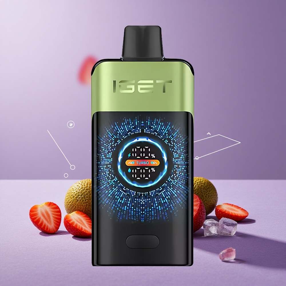 IGET ONE 12000 Puffs Vape Desechable Fresa Kiwi Helada con Pantalla Curva Grande y Batería de 2700 mAh