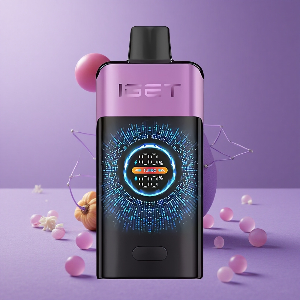 IGET ONE 12000 Puffs Vape Desechable Uva Chupa Chups con Pantalla Curva Grande y Batería de 2700 mAh