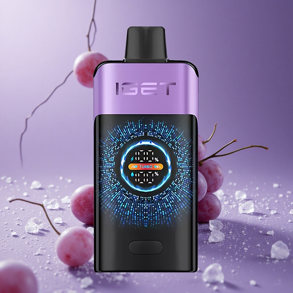IGET ONE 12000 Puffs Vape Desechable Uva Helada con Pantalla Curva Grande y Batería de 2700 mAh