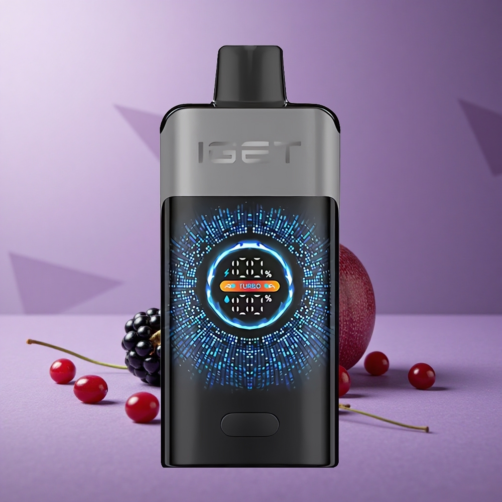 IGET ONE 12000 Puffs Vape Desechable Zarzamora Cereza Granada con Pantalla Curva Grande y Batería de 2700 mAh