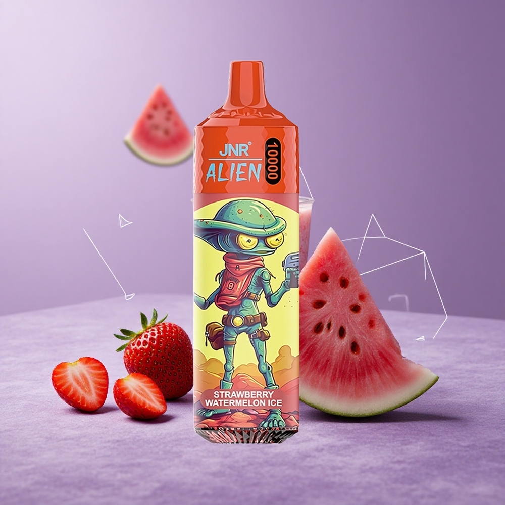 JNR Alien 10000 Puffs Fresa Sandía Helada con Batería 850mAh y Carga Rápida Type-C