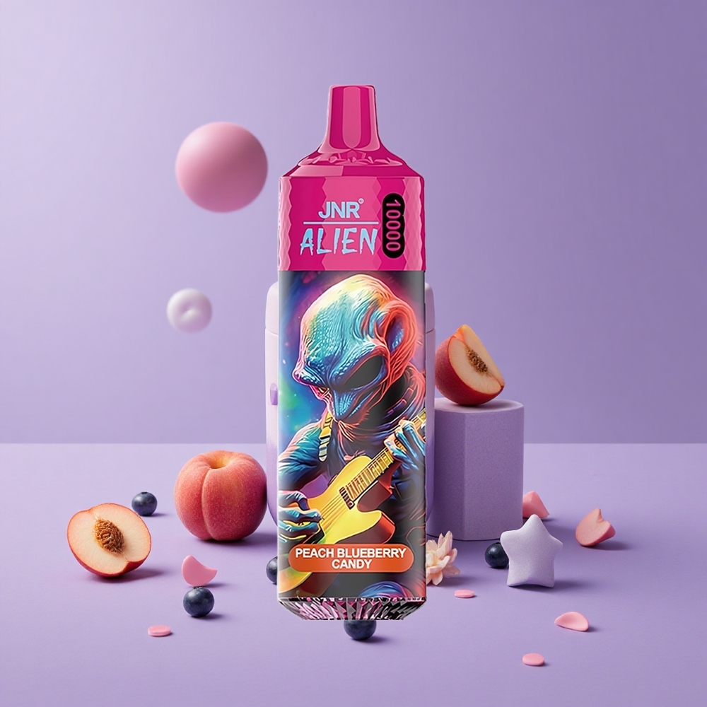 JNR Alien 10000 Puffs Melocotón Arándano Caramelo con Batería 850mAh y Carga Rápida Type-C