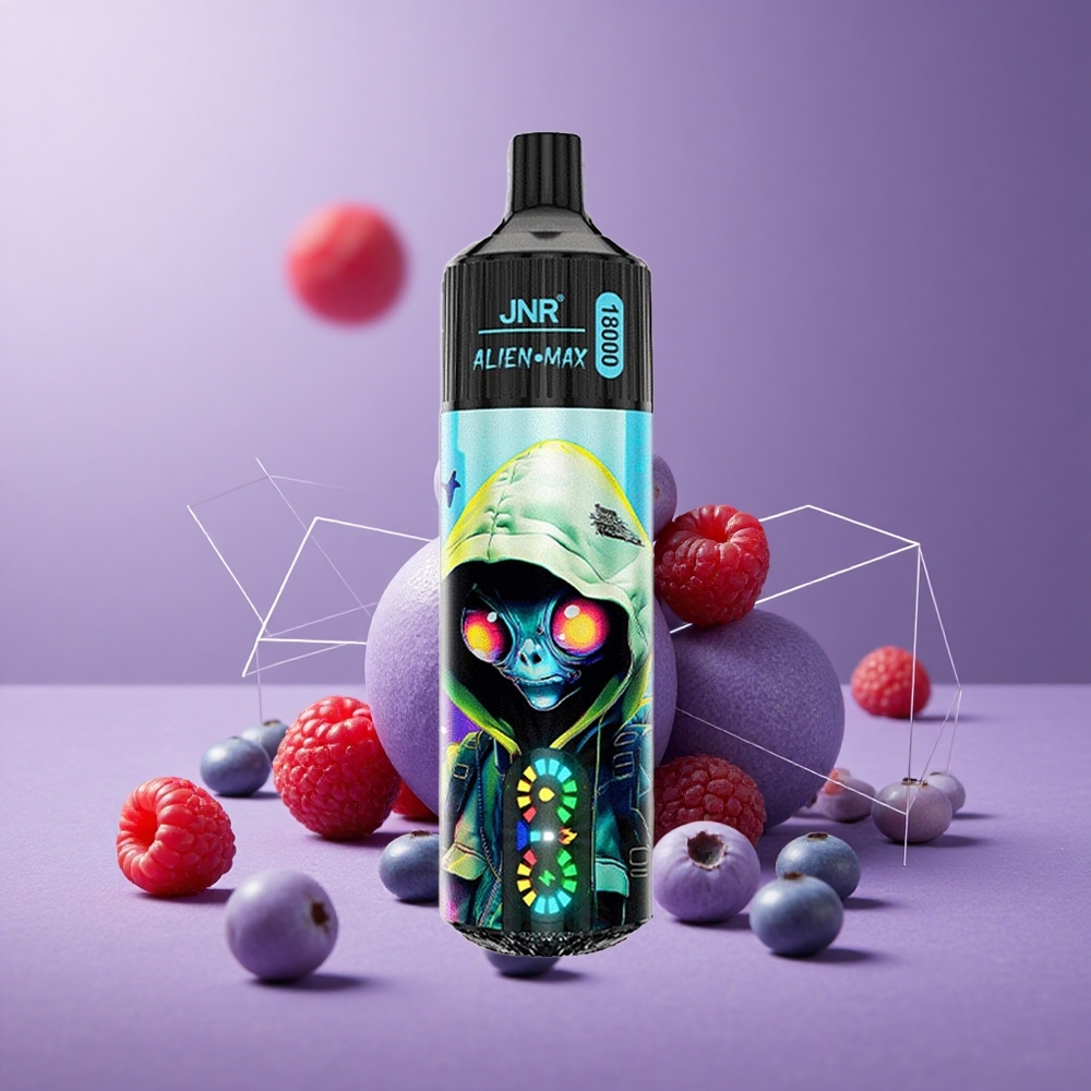 JNR Alien Max 18000 Puffs Arándano Frambuesa Pantalla LED Inteligente y Carga Rápida Tipo-C