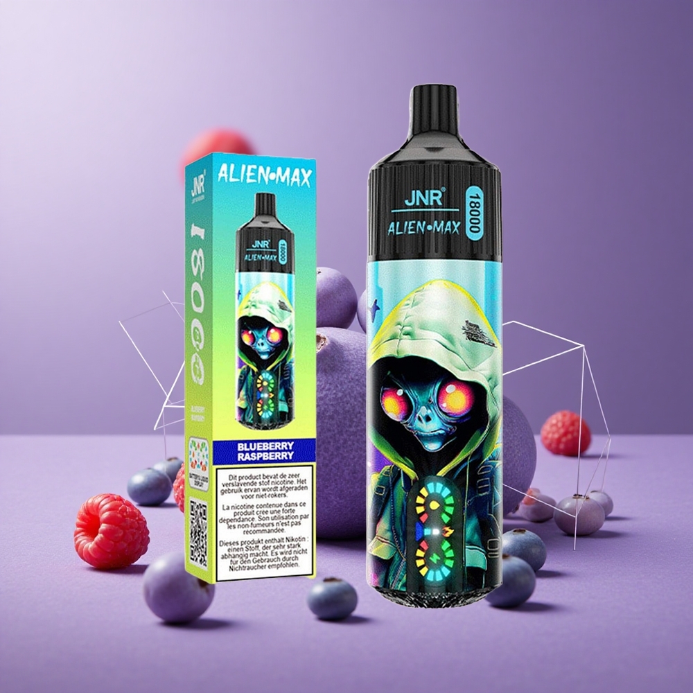 JNR Alien Max 18000 Puffs Arándano Frambuesa Pantalla LED Inteligente y Carga Rápida Tipo-C